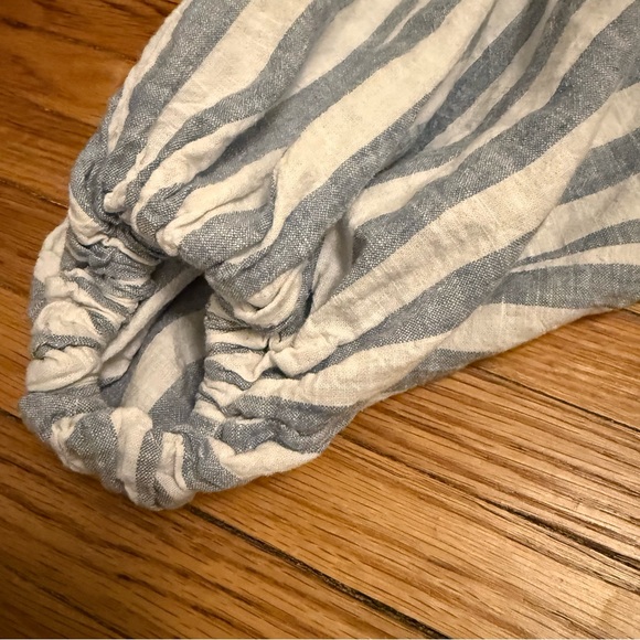 Anthropologie Striped Linen Dolman Lace Up Crop Boho Top XS - Picture 3 of 5